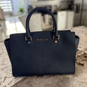 Michael Kors Navy Blue Satchel Tote Bag